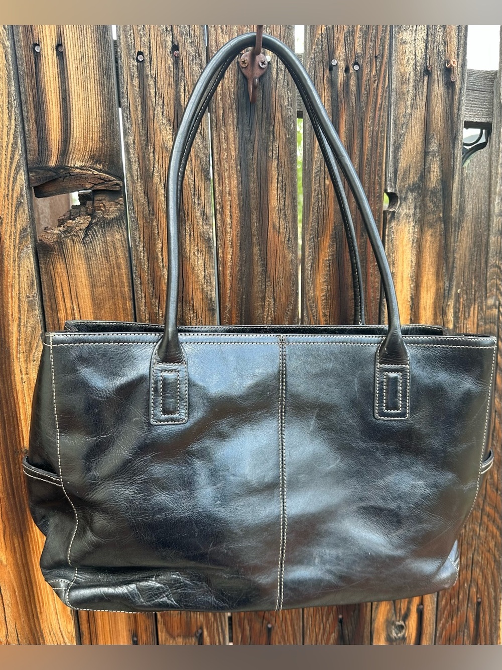 Beautiful Fossil Black Leather laptop bag/briefcase.